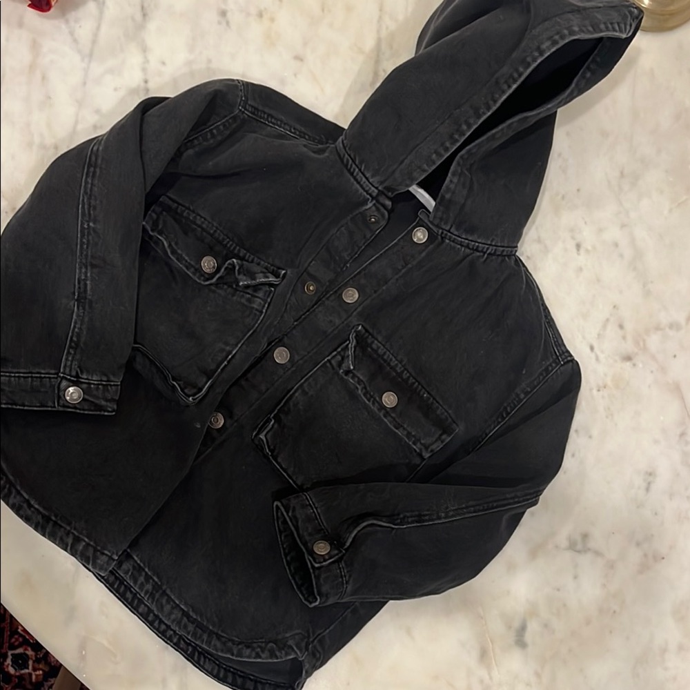 Zara Black Jean Jacket with Hood